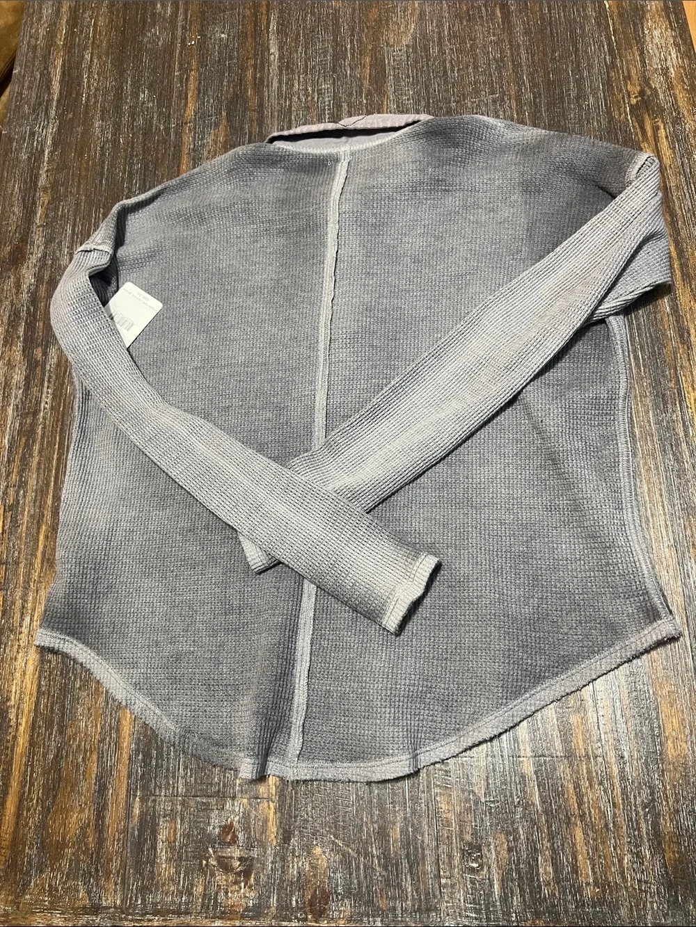 New With Tags Free People Gray Waffle Knit Collared Top